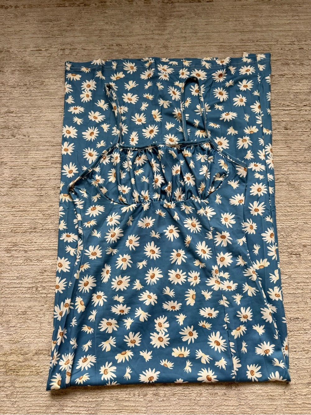 Blue Floral Spaghetti-Strap Maxi Dress with Side Slit (Size Small) - Picture 3 of 3